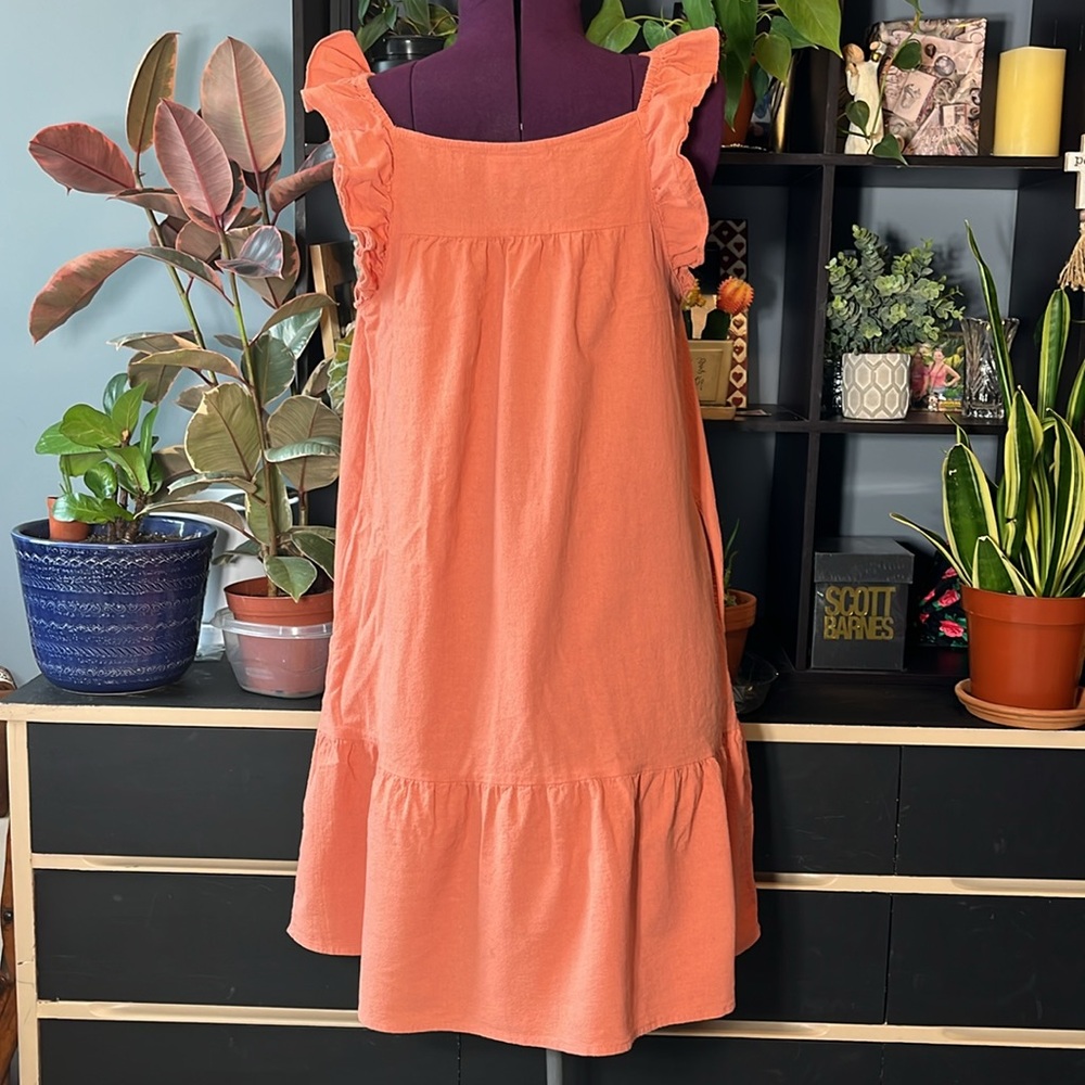 Universal Thread Coral Button-Down Ruffle Dress - Picture 4 of 8